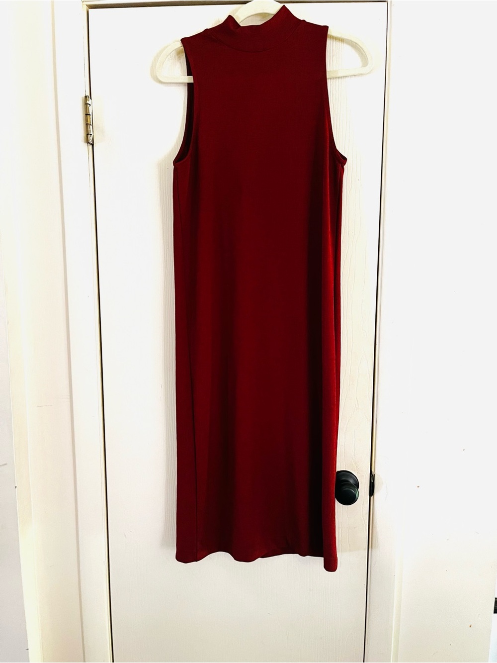 Zara Minimalist 90s Sleeveless Button Back Gallery Chic mock neck Midi Dress